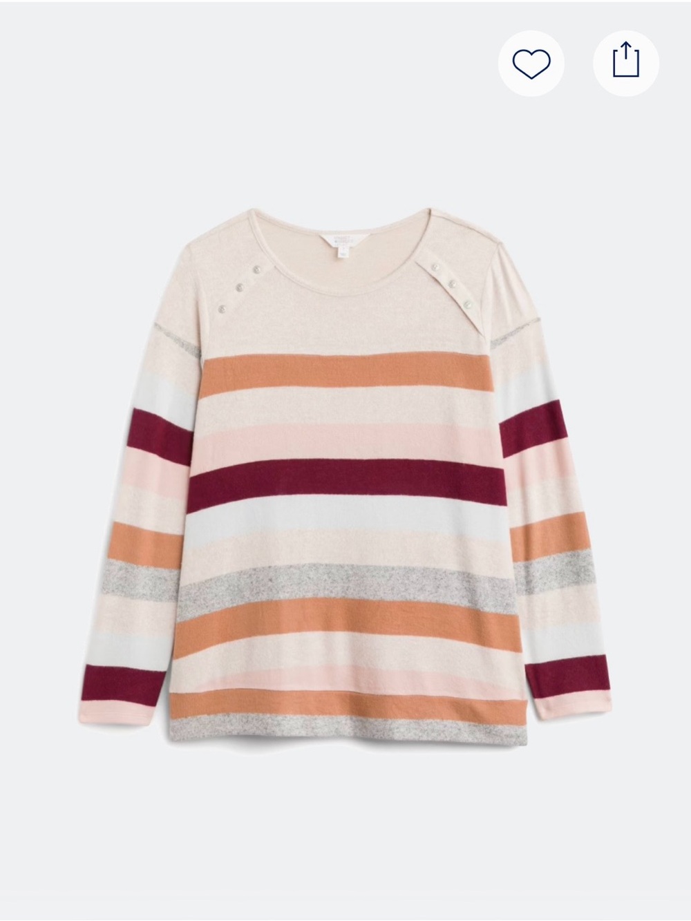 Market & Spruce Gloria Button Detail Brushed Knit Top Striped Plus Size 2X - Picture 4 of 10